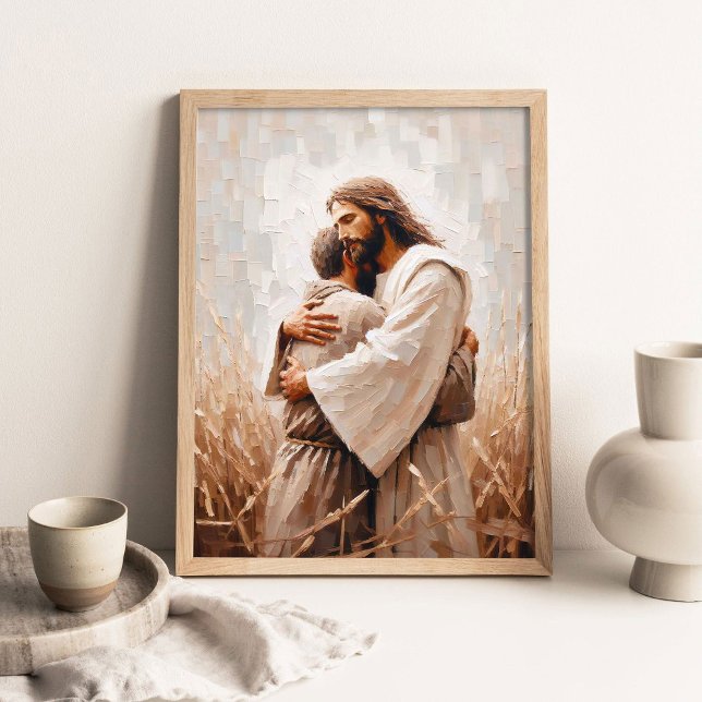 Embrace Him, Christian Art, Jesus Hugging Man, Jes Poster (Creator Uploaded)