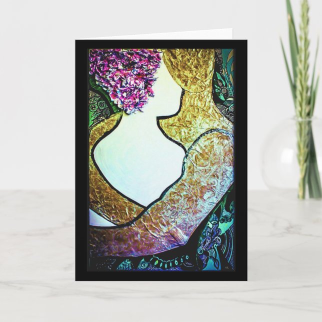 Embrace Interracial couple hugging artwork Card (Front)