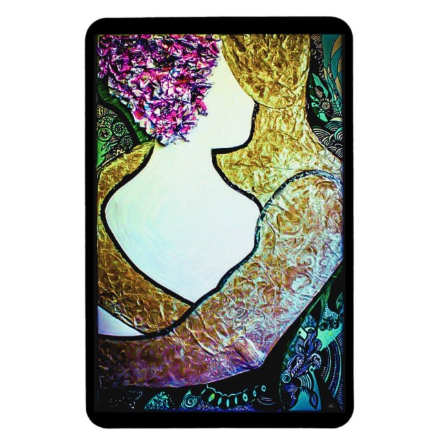 Embrace Interracial couple hugging artwork Magnet (Vertical)