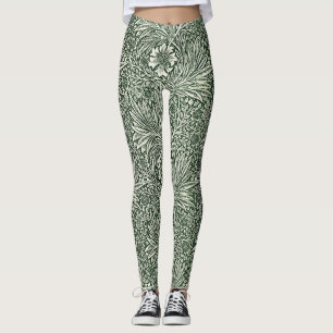 Embrace Nature's Elegance: Green Marigold Floral Leggings