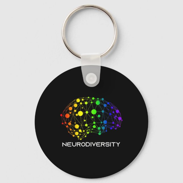 Embrace Neurodiversity Autism Adhd Asd Brain Srews Key Ring (Front)