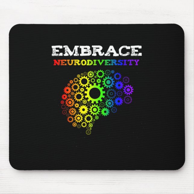 Embrace Neurodiversity Autism Adhd Rainbow Brain S Mouse Pad (Front)