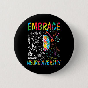 Embrace Neurodiversity Autism Awareness Asd Men Wo 6 Cm Round Badge