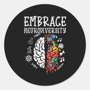 Embrace Neurodiversity Autism Awareness ASD Men Wo Classic Round Sticker