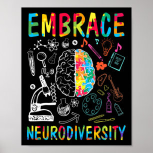 Embrace Neurodiversity Autism Awareness Asd Men Wo Poster