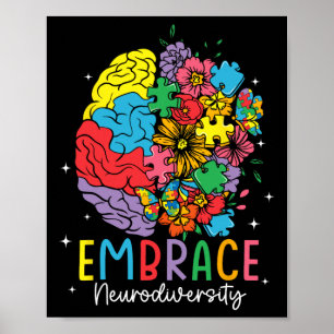 Embrace Neurodiversity Autism Awareness Asd Men Wo Poster