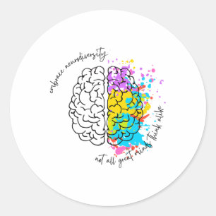 Embrace Neurodiversity Autism Awareness  Classic Round Sticker