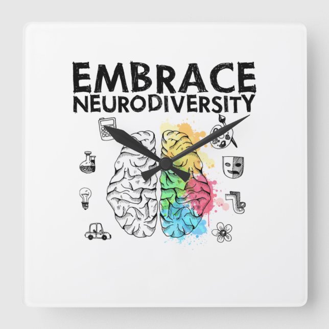 Embrace Neurodiversity Autism Awareness Square Wall Clock (Front)