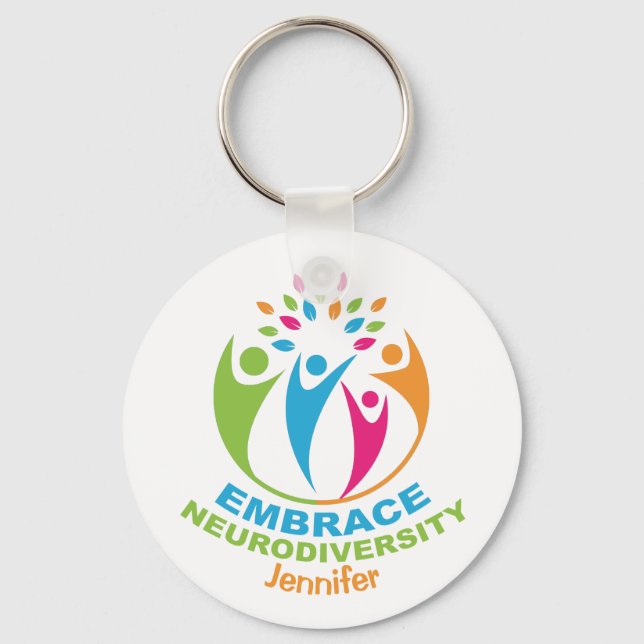 Embrace Neurodiversity Autism Spectrum Colourful Key Ring (Front)