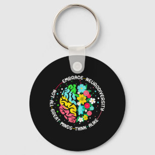Embrace Neurodiversity Brain Autism Awareness ADHD Key Ring