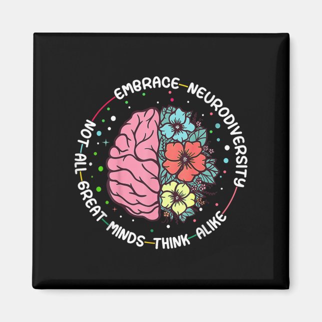 Embrace Neurodiversity Brain Autism Awareness Adhd Magnet (Front)