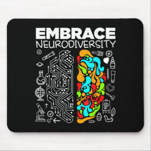 Embrace neurodiversity brain autism awareness adhd mouse pad