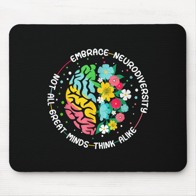 Embrace Neurodiversity Brain Autism Awareness Adhd Mouse Pad (Front)