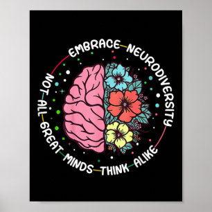 Embrace Neurodiversity Brain Autism Awareness Adhd Poster