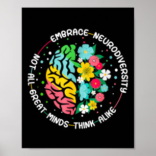Embrace Neurodiversity Brain Autism Awareness Adhd Poster