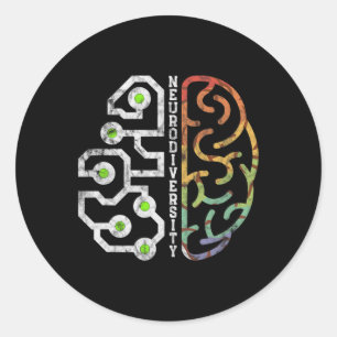 Embrace Neurodiversity Brain Autism Awareness  Classic Round Sticker