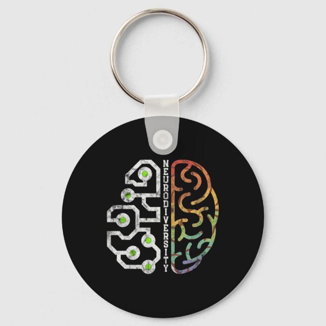 Embrace Neurodiversity Brain Autism Awareness  Key Ring (Front)