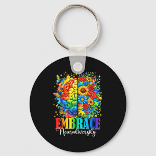 Embrace neurodiversity brain autism awareness sped key ring
