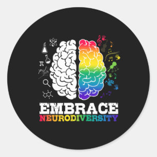 Embrace Neurodiversity Brain Cool Autism Awareness Classic Round Sticker
