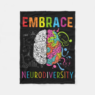 Embrace Neurodiversity Brain Embrace Adhd Autism Fleece Blanket