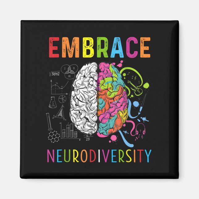 Embrace Neurodiversity Brain Embrace Adhd Autism  Magnet (Front)