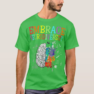 Embrace Neurodiversity Colourful Brain Autism Awar T-Shirt