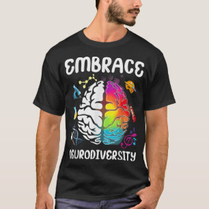 Embrace Neurodiversity Colourful Brain Autism Awar T-Shirt