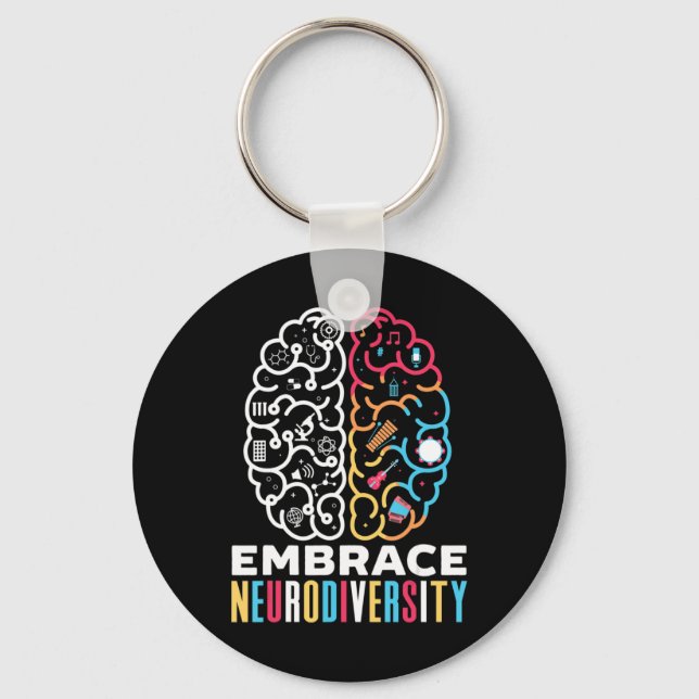 Embrace Neurodiversity Design for a Autism Awarene Key Ring (Front)