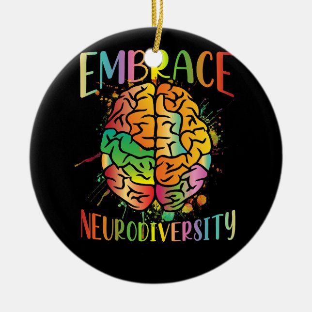 Embrace Neurodiversity Video Game Autism Awareness Ceramic Tree Decoration (Front)