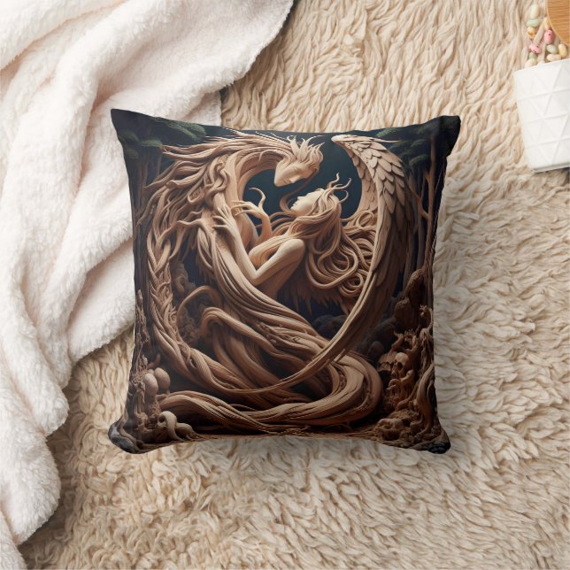 Embrace of Nature and Spirit in a Forest Setting Cushion (Blanket)