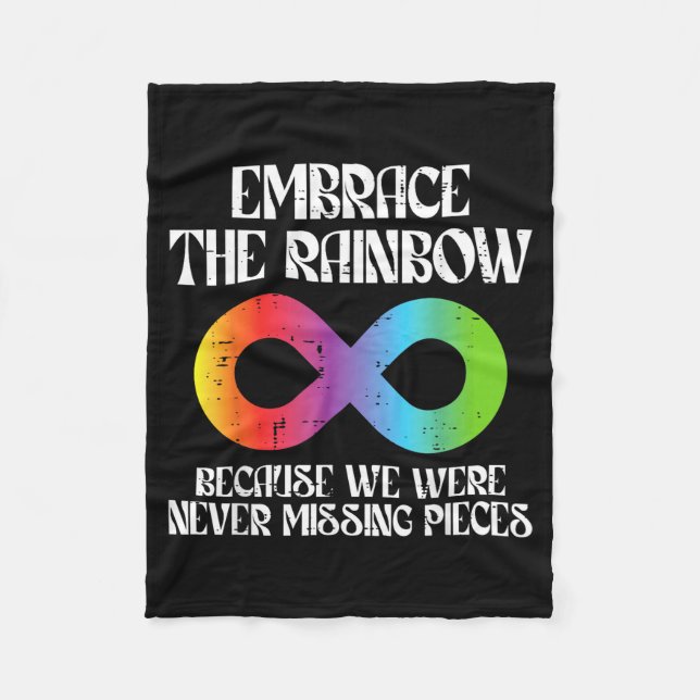Embrace Rainbow Autism Infinity Awareness Men Wome Fleece Blanket (Front)