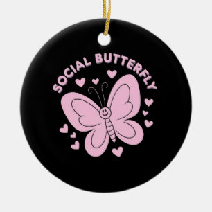 Embrace Social Butterfly Vibes Trendy Retro Ceramic Tree Decoration
