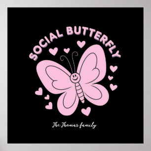 Embrace Social Butterfly Vibes Trendy Retro  Poster