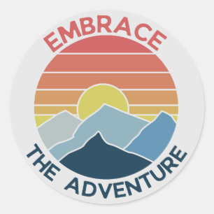 Embrace the adventure mountain adventure time classic round sticker