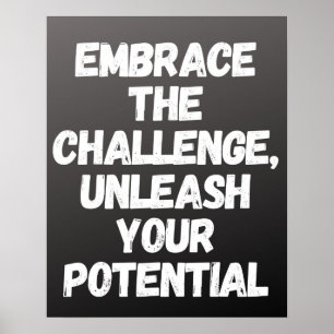 "Embrace the challenge Inspirational Chalkboard Poster