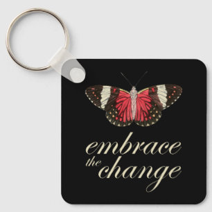 Embrace the Change - Pink Butterfly Key Ring