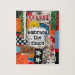 Embrace The Chaos Jigsaw Puzzle<br><div class="desc">Embrace The Chaos.  This fun,  colourful and messy mixed media collage features tons of texture,  bright colours and text.</div>