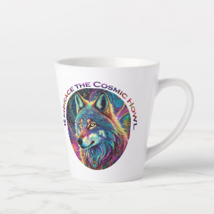 Embrace the Cosmic Howl Wolf Latte Mug