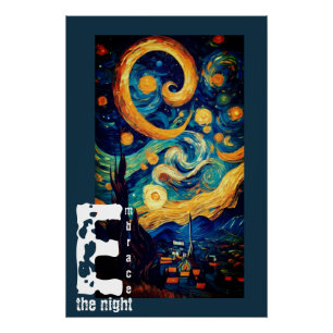 Embrace the Cosmic oil painting in the countryside Poster