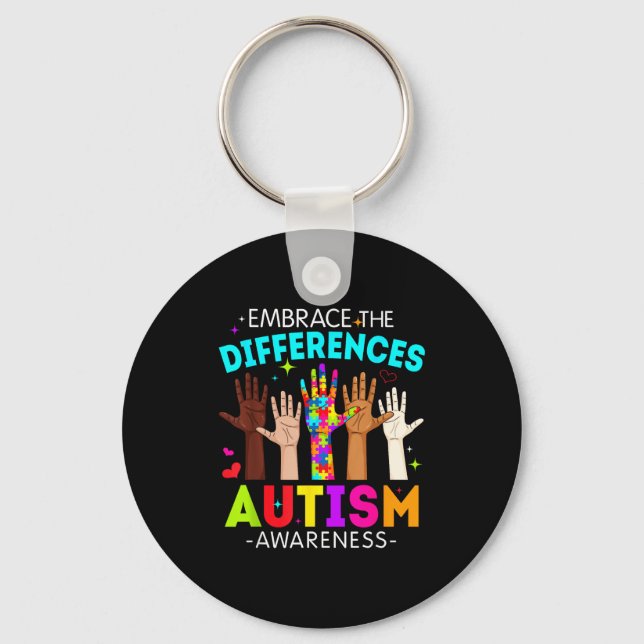 Embrace the differences autism awareness autistic key ring (Front)