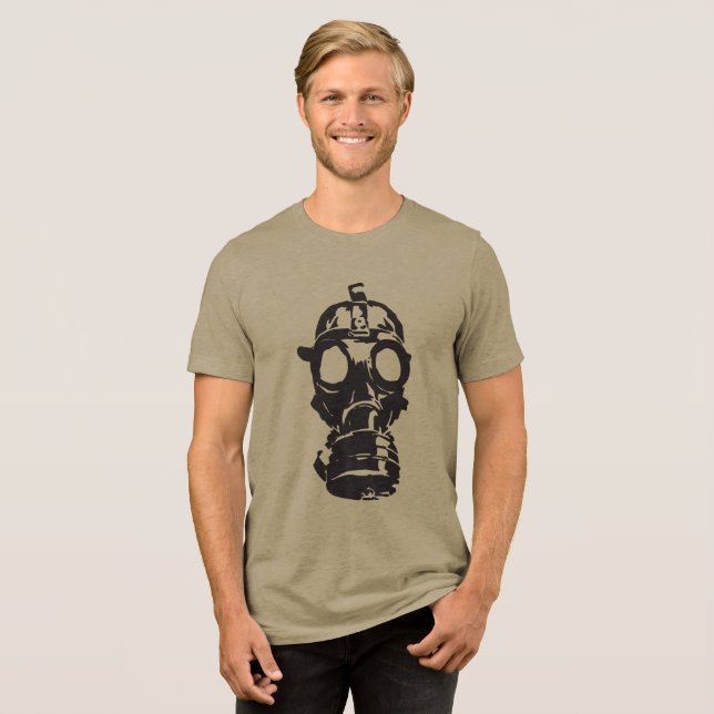 Embrace the Edgy Vibe with Cool Retro Gas Mask Tri-Blend Shirt (Front Full)