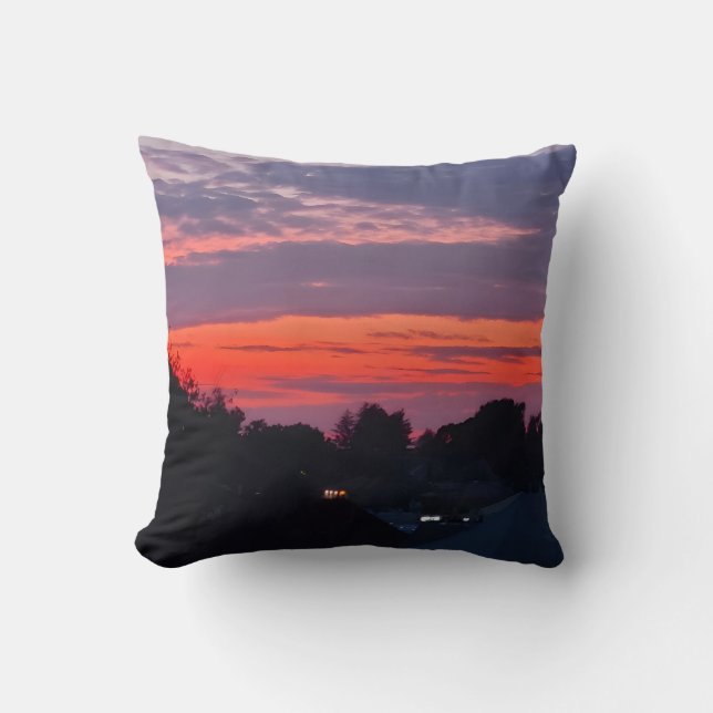 Embrace the Fiery Beauty of Sunset in Your Space Cushion (Front)
