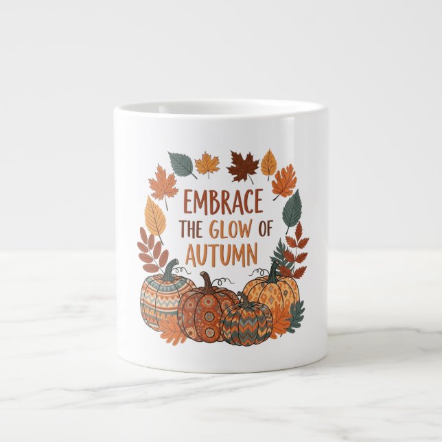 Embrace the glow of autumn design large coffee mug (Front)