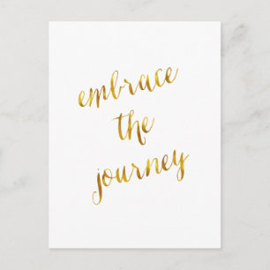 Embrace The Journey Quote Gold Faux Foil Courage Postcard