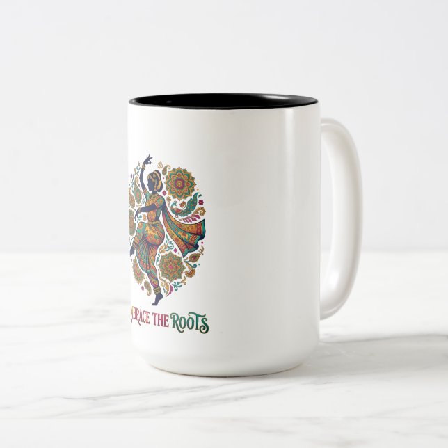 Embrace the Roots Dance Two-Tone Coffee Mug (Front Right)