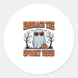 Embrace the Spooky Vibes Ghost Halloween Shirt_1 Classic Round Sticker