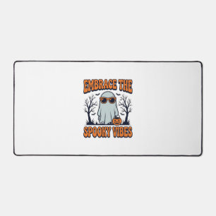 Embrace the Spooky Vibes Ghost Halloween Shirt_1 Desk Mat