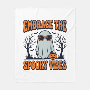 Embrace the Spooky Vibes Ghost Halloween Shirt_1 Fleece Blanket