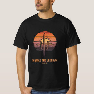 Embrace the Unknown 2026-Retro Desert Sunset Cactu T-Shirt