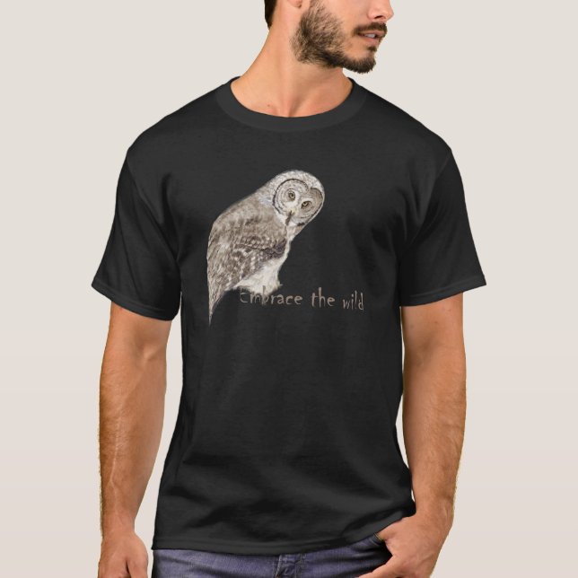 Embrace the Wild Owl Bird Watercolor Quote T-Shirt (Front)